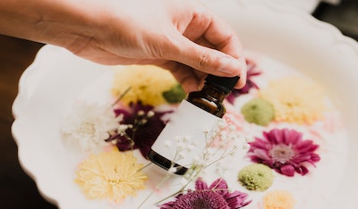 aromatherapy bottle in hand 